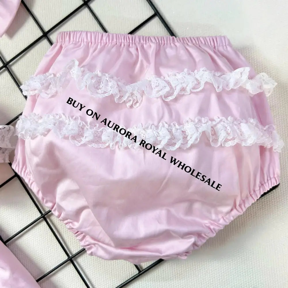 NEW👼DAKOTA PINK BABY HAND-EMBROIDERED DRESS KNICKERS & HAIR BOWS OUTFIT🎀🎀 Baby-Toddler Dresses