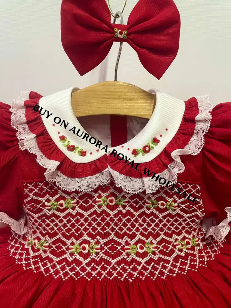 PRE-ORDER NOW & GET NEXT WEEK‼️NEW PACK OF 5 SIZES 🤩JOLLY👑RED HAND-SMOCKED🧵🪡DRESS PANTIES & HAIR ACCESSORIES🎀