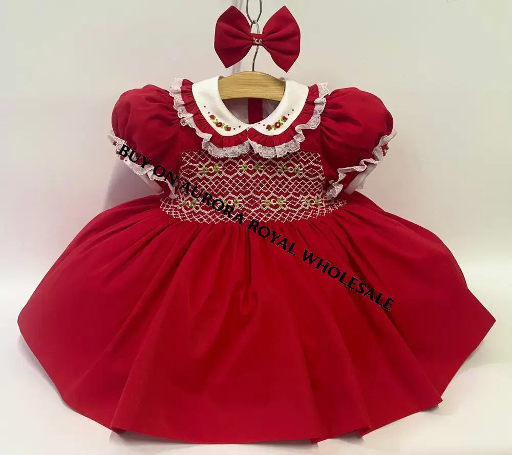 PRE-ORDER NOW & GET NEXT WEEK‼️NEW PACK OF 5 SIZES 🤩JOLLY👑RED HAND-SMOCKED🧵🪡DRESS PANTIES & HAIR ACCESSORIES🎀