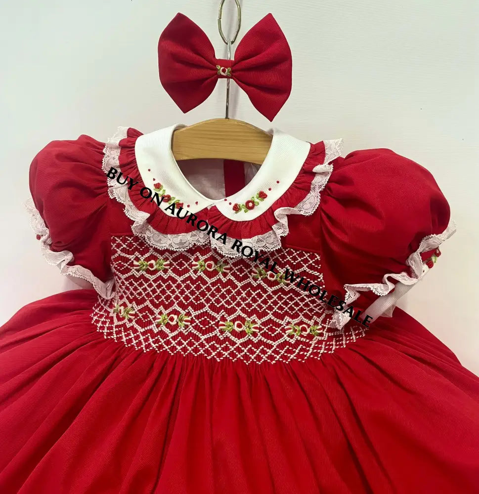 PRE-ORDER NOW & GET NEXT WEEK‼️NEW PACK OF 5 SIZES 🤩JOLLY👑RED HAND-SMOCKED🧵🪡DRESS PANTIES & HAIR ACCESSORIES🎀