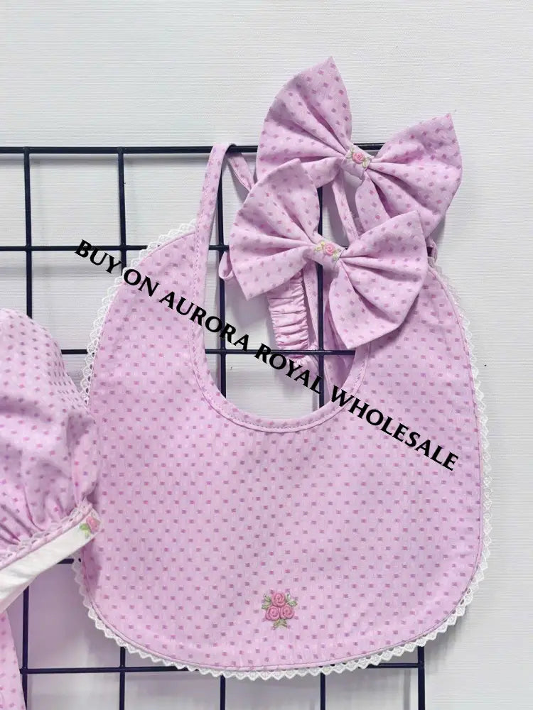 NEW SEASON🍁AUGUSTA BLUE🩵HAND EMBROIDERED 🧵🪡ROMPER BIB & HAIR BOWS OR HEADBAND 🎀🎀 BABY/TODDLER OUTFIT