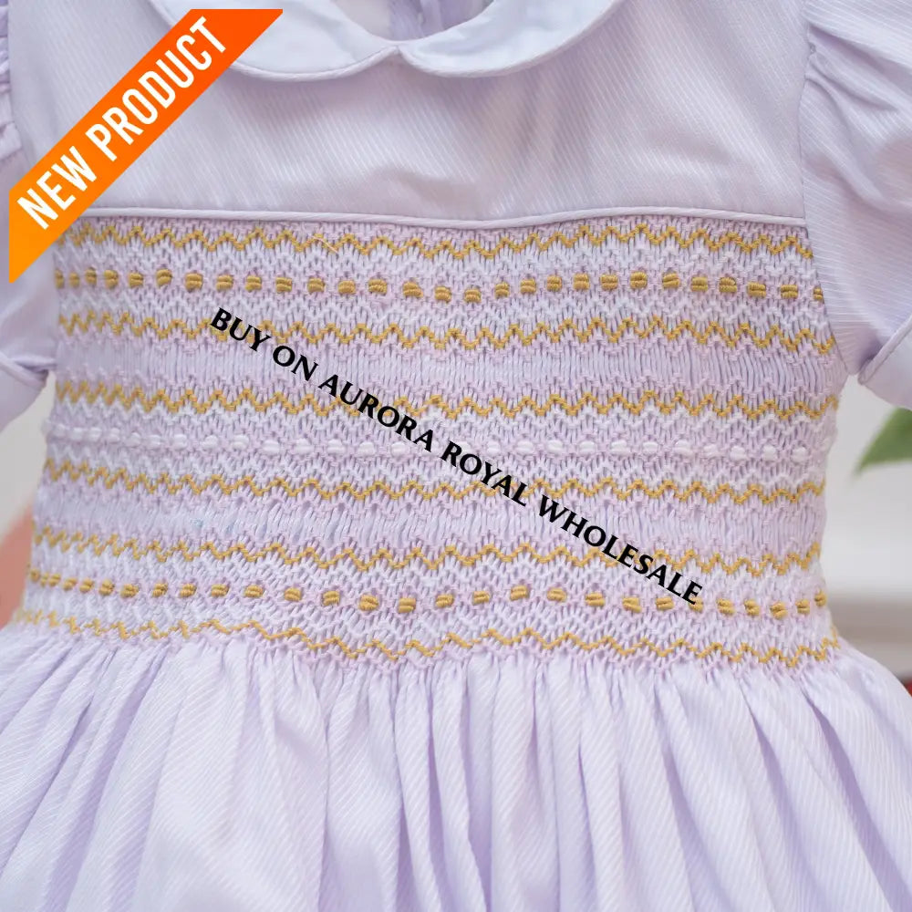 PRE ORDER‼️NEW🤩LILY PASTEL LILAC💜FRONT & BACK HAND SMOCKED🧵🪡DRESS & BOWS🎀 BABY/TODDLER DRESS