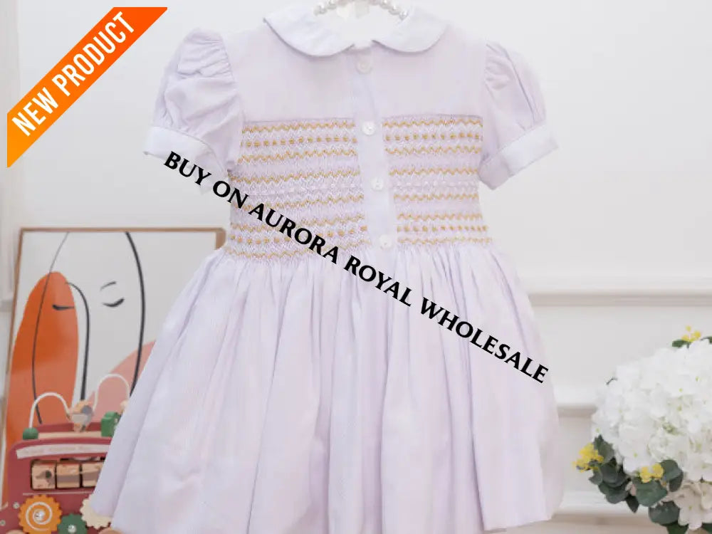 PRE ORDER‼️NEW🤩LILY PASTEL LILAC💜FRONT & BACK HAND SMOCKED🧵🪡DRESS & BOWS🎀 BABY/TODDLER DRESS