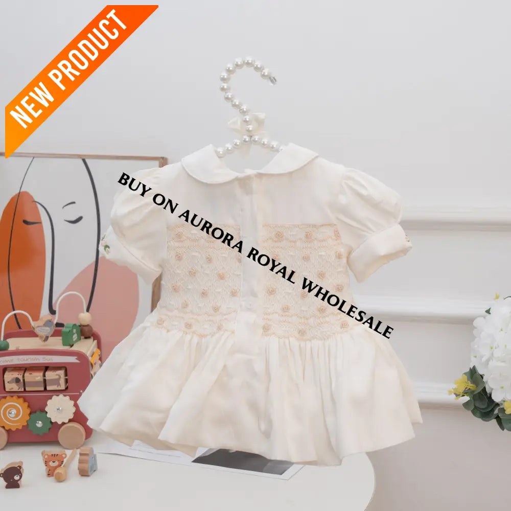 PRE ORDER‼️NEW🎄PACK OF 5 SIZES ELOISE CREAM SILK/SATIN🩶FRONT & BACK🧵🪡👑HAND SMOCKED DRESS PANTIES & HAIR ACCESSORIES🎀
