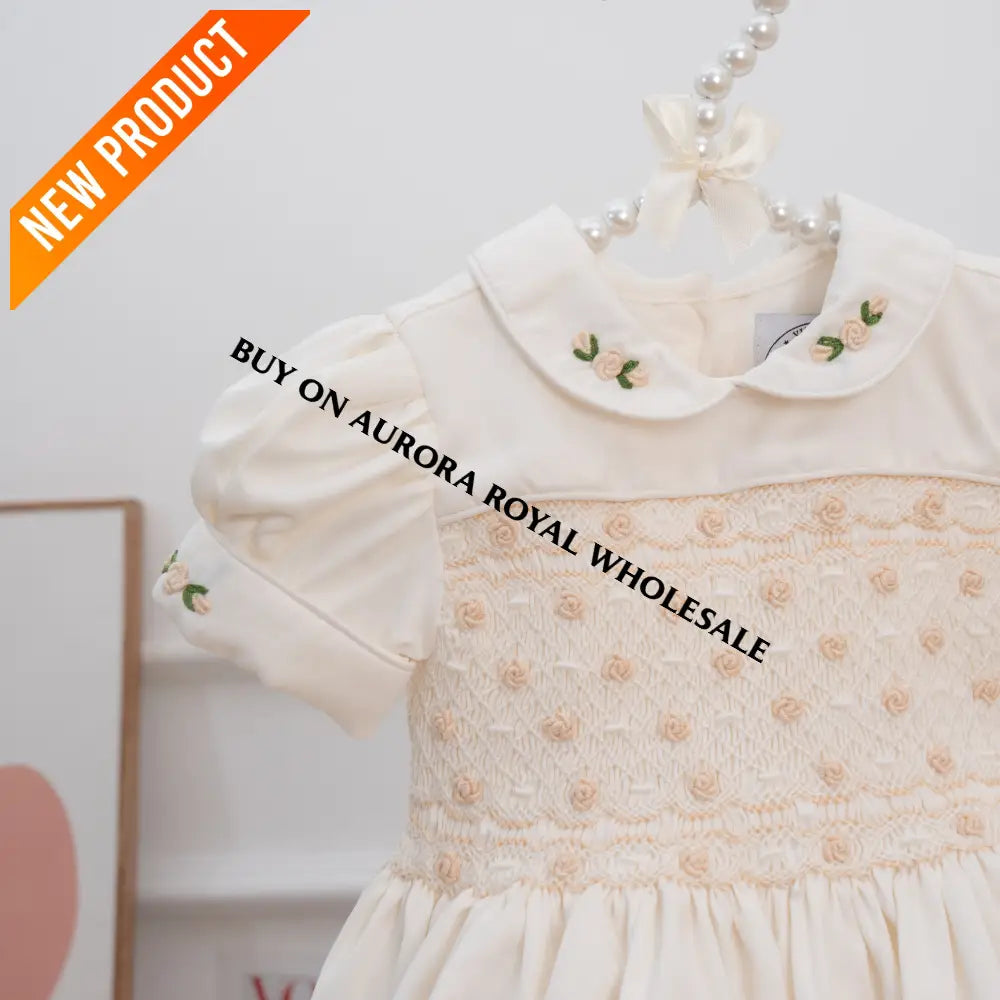 PRE ORDER‼️NEW🎄PACK OF 5 SIZES ELOISE CREAM SILK/SATIN🩶FRONT & BACK🧵🪡👑HAND SMOCKED DRESS PANTIES & HAIR ACCESSORIES🎀