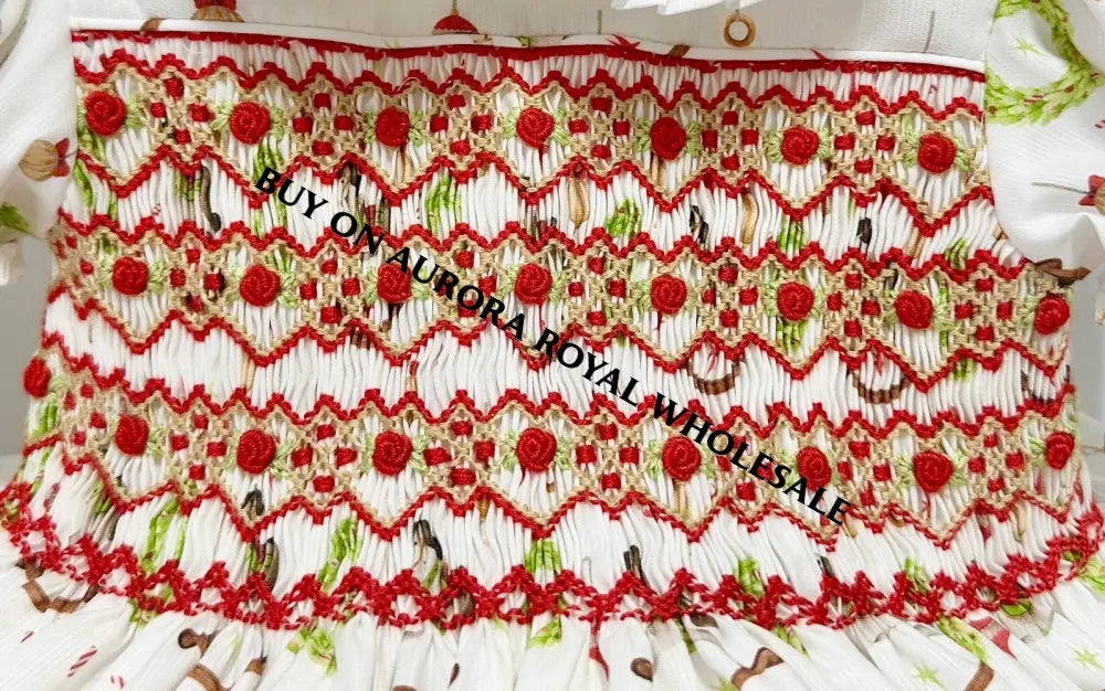 PRE-ORDER NOW & GET NEXT WEEK! PACK OF 5 SIZES FESTIVE FUN🎉🎄 HAND-SMOCKED🧵🪡DRESS,PANTIES,BIB & BOWS OR HEADBAND 🎀