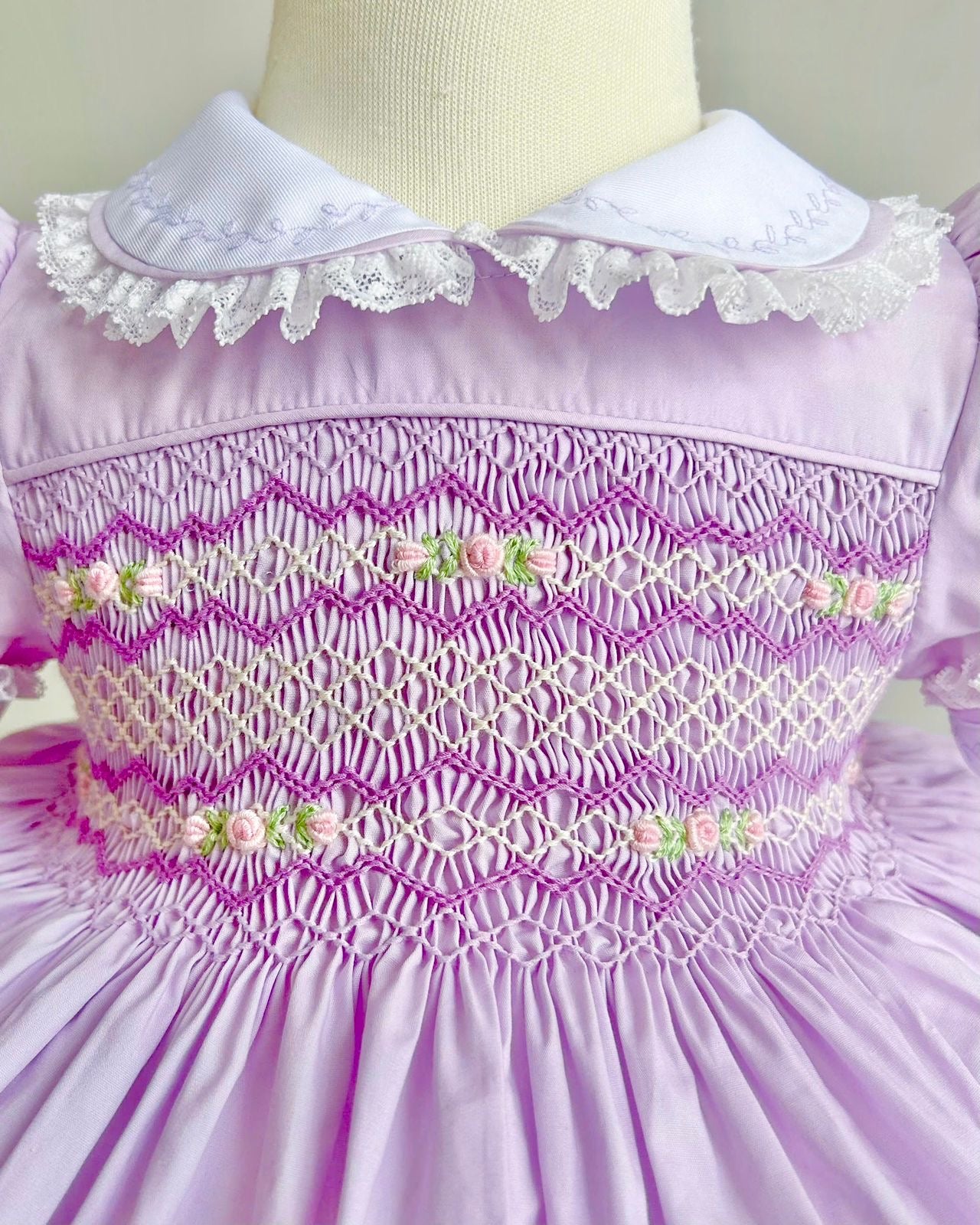 PRE-ORDER&GET NEXT WEEK‼️NEW PACK OF 6 SIZES 🤩NINA LILAC HAND-SMOCKED🧵🪡DRESS & HAIR ACCESSORIES🎀