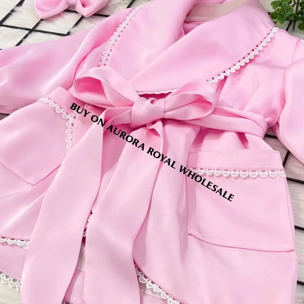 Delivery Next Week New Season🤩🕊️Pack Of 5 Sizes Sofia Pink Silk/Satin 🪽Dressing Gown