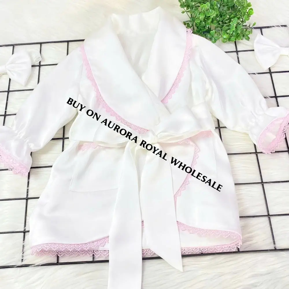 Delivery Next Week New Season🤩🕊️Pack Of 5 Sizes Sofia White & Pink Silk/Satin 🪽Dressing