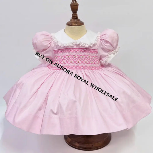 Delivery Next Week Pack Of 5 Sizes Belle Baby Pink 👼Front & Back Hand-Smocked 🧵🪡Dress