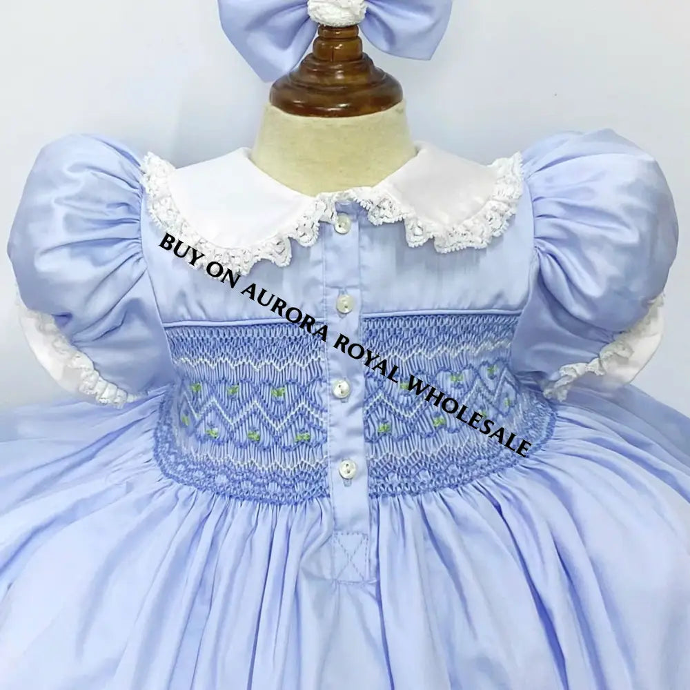 Delivery Next Week! Pack Of 5 Sizes Belle Blue 💙Front & Back Hand-Smocked 🧵🪡Dress