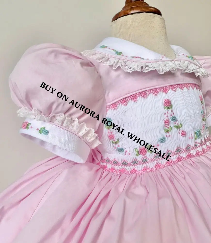 NEW😍MARY👑PACK OF 5 SIZES PINK HAND-SMOCKED🧵🪡DRESS PANTIES & HAIR ACCESSORIES🎀 - BABY/TODDLER DRESS
