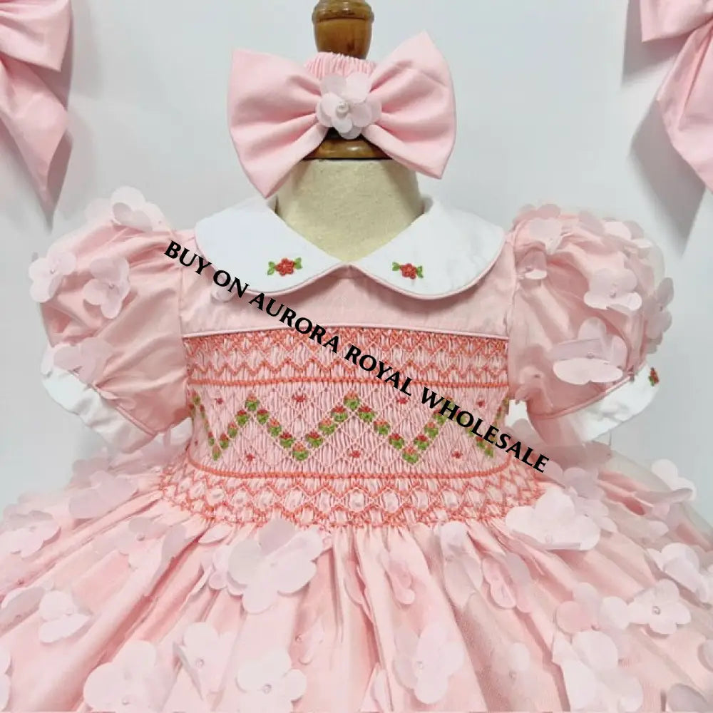 Pre-Order Now & Get It Next Week🧚‍♂️👸Pack Of 5 Sizes Amelia Peach 🪷Hand-Smocked