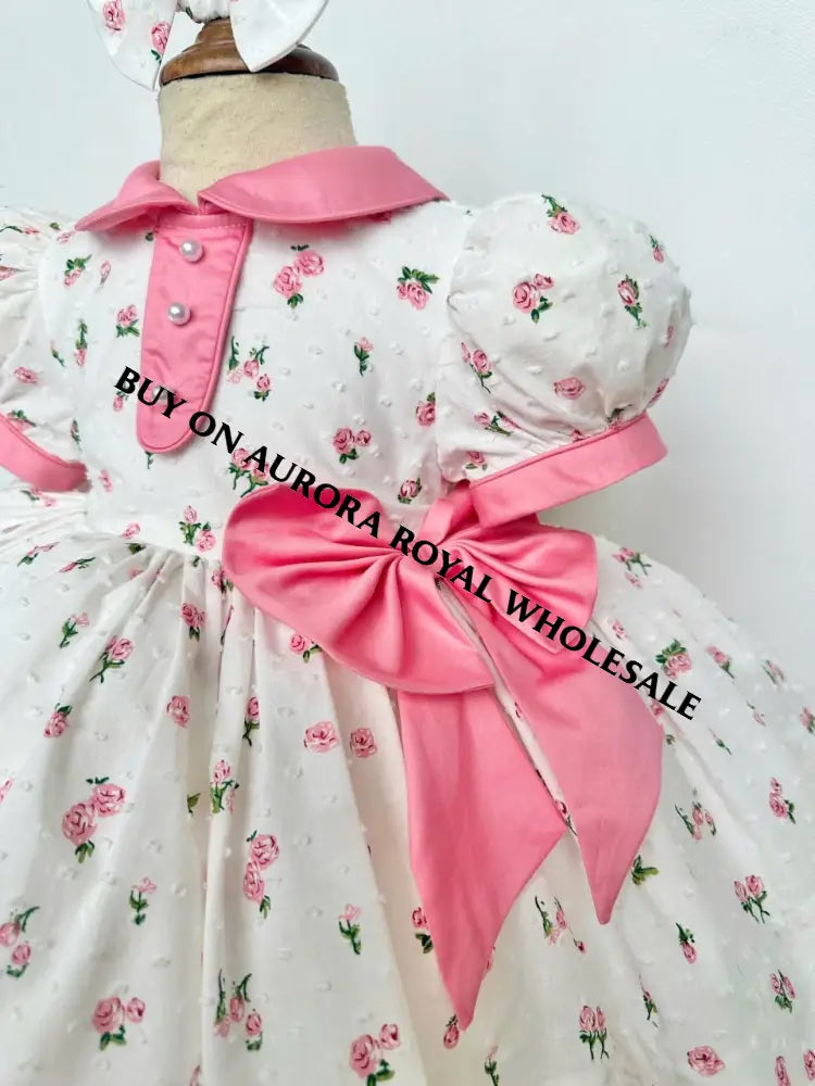 NEW PACK OF 5 SIZES ☀️DAKOTA CLASSIC SWISS DOT COTTON FLORAL🌸🌺PRINTED DRESS KNICKERS & BOWS🎀 BABY/TODDLER DRESS