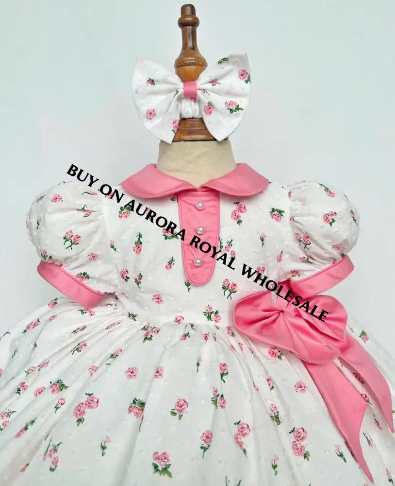 NEW PACK OF 5 SIZES ☀️DAKOTA CLASSIC SWISS DOT COTTON FLORAL🌸🌺PRINTED DRESS KNICKERS & BOWS🎀 BABY/TODDLER DRESS