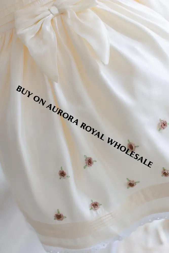 NEW🤩PACK OF 5 SIZES FIONA👼CHAMPAGNE HAND-EMBROIDERED🧵🪡BABY DRESS,BIB,BLOOMERS,HEADBAND SET BABY/TODDLER OUTFIT