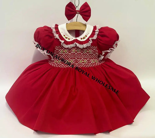 PRE-ORDER NOW & GET NEXT WEEK‼️NEW PACK OF 5 SIZES 🤩JOLLY👑RED HAND-SMOCKED🧵🪡DRESS PANTIES & HAIR ACCESSORIES🎀
