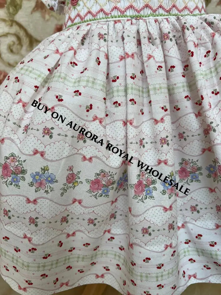 NEW😍PACK OF 5 SIZES SUMMER☀️👗HAND-SMOCKED🧵🪡FLORAL🧚DRESS & BOWS OR HEADBANDS🎀🎀 Baby-Toddler Dresses