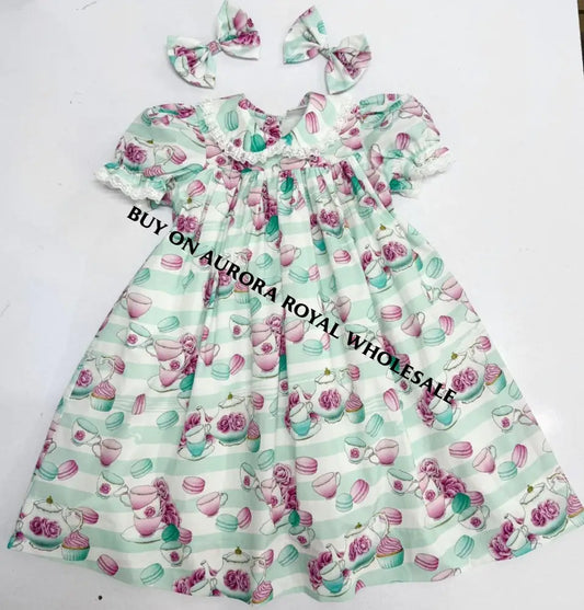 NEW💞PACK OF 6 SIZES BABY GIRLS CUSTOM PRINT🍭☕️NIGHTDRESS & HAIR BOWS🎀 - BABY/TODDLER DRESS