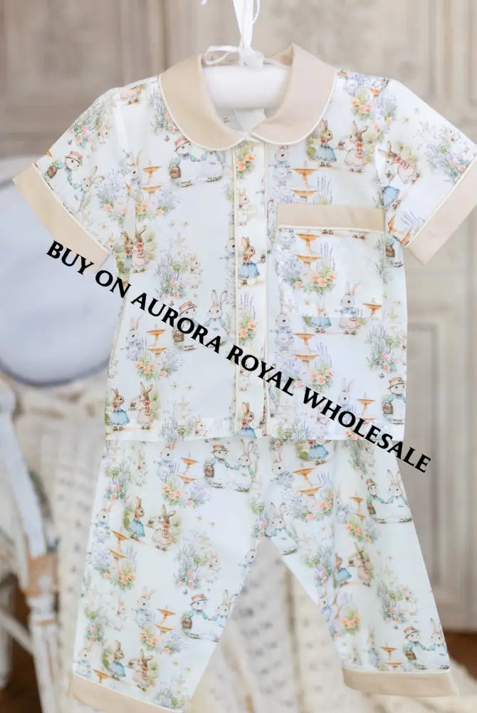 NEW😍PACK OF 6 SIZES FLUFFYTAILS🐇🐇BOYS DRESSING GOWN & PYJAMA SET👦 BABY/TODDLER OUTFIT