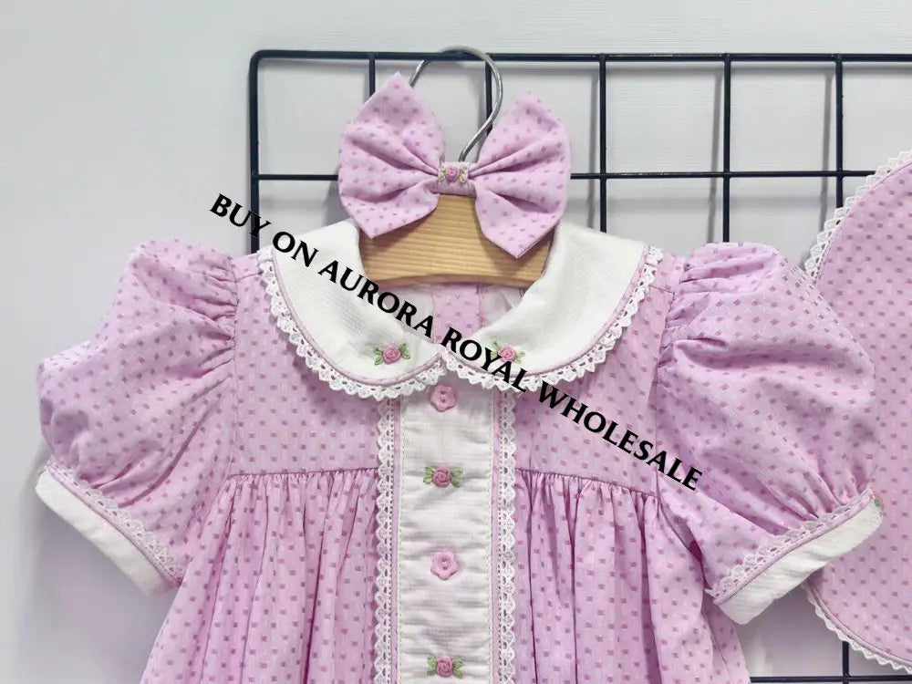 NEW SEASON🍁AUGUSTA BLUE🩵HAND EMBROIDERED 🧵🪡ROMPER BIB & HAIR BOWS OR HEADBAND 🎀🎀 BABY/TODDLER OUTFIT