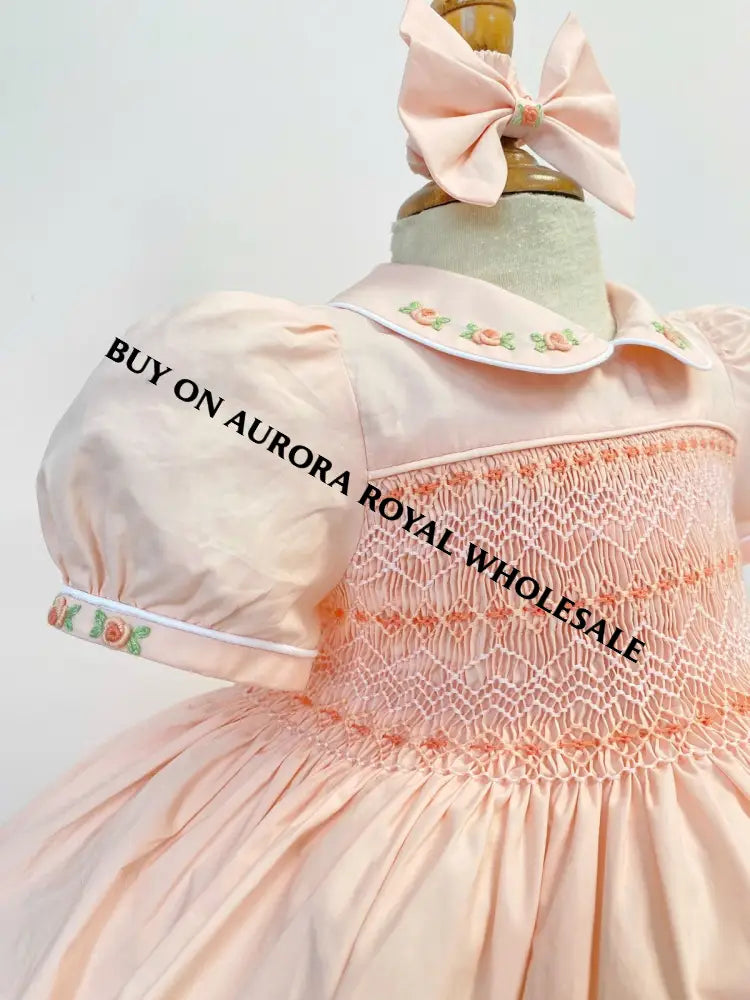 PRE-ORDER & GET IT NEXT WEEK‼️NEW☀️PACK OF 6 SIZES ANGELINA PEACH🍑HAND-SMOCKED🧵🪡DRESS PANTIES & HAIR ACCESSORIES🎀