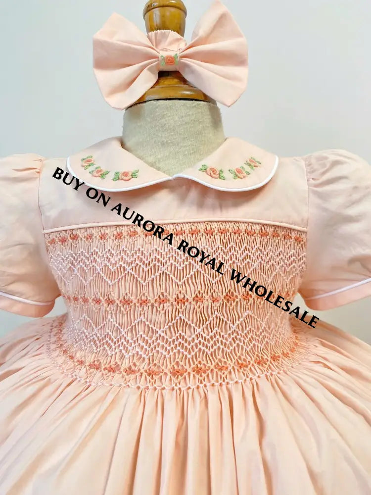 PRE-ORDER & GET IT NEXT WEEK‼️NEW☀️PACK OF 6 SIZES ANGELINA PEACH🍑HAND-SMOCKED🧵🪡DRESS PANTIES & HAIR ACCESSORIES🎀