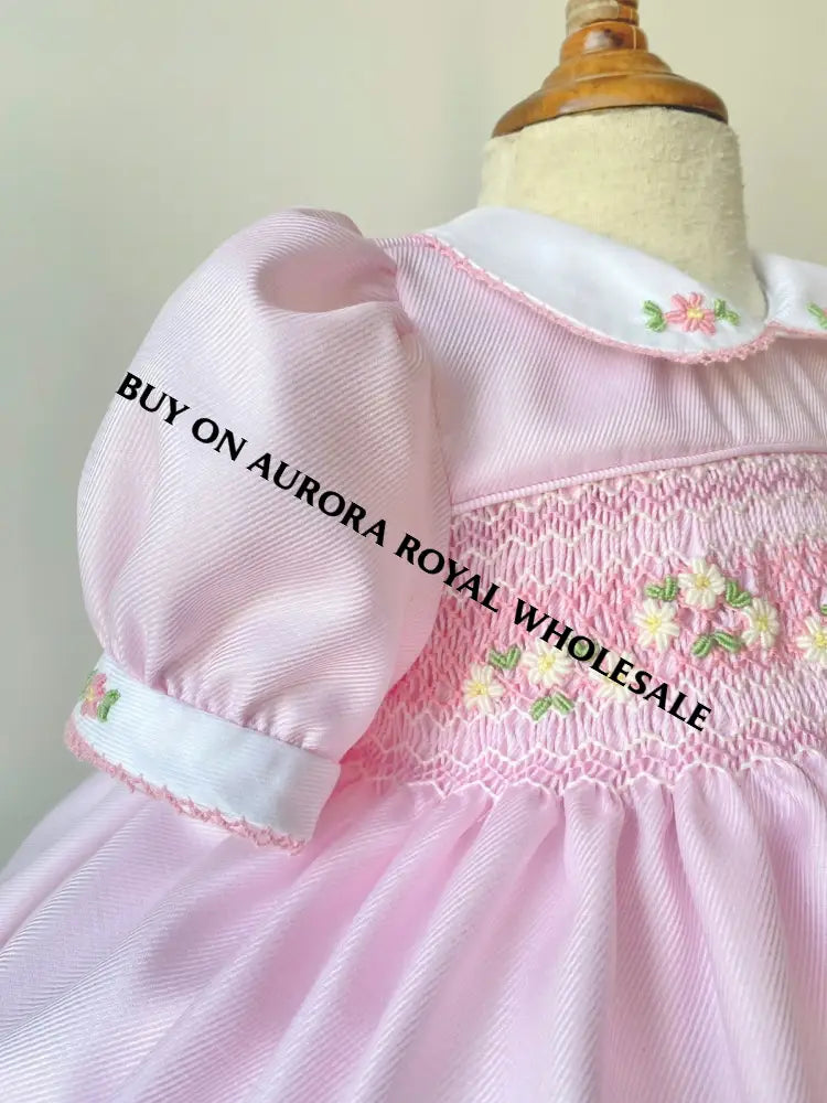 PRE-ORDER&GET IT NEXT WEEK! NEW PACK OF 6 SIZES DARLING PINK HAND-SMOCKED DRESS & ACCESSORIES - BABY/TODDLER DRESS