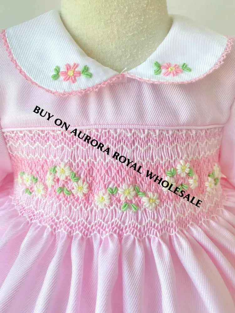 PRE-ORDER&GET IT NEXT WEEK! NEW PACK OF 6 SIZES DARLING PINK HAND-SMOCKED DRESS & ACCESSORIES - BABY/TODDLER DRESS