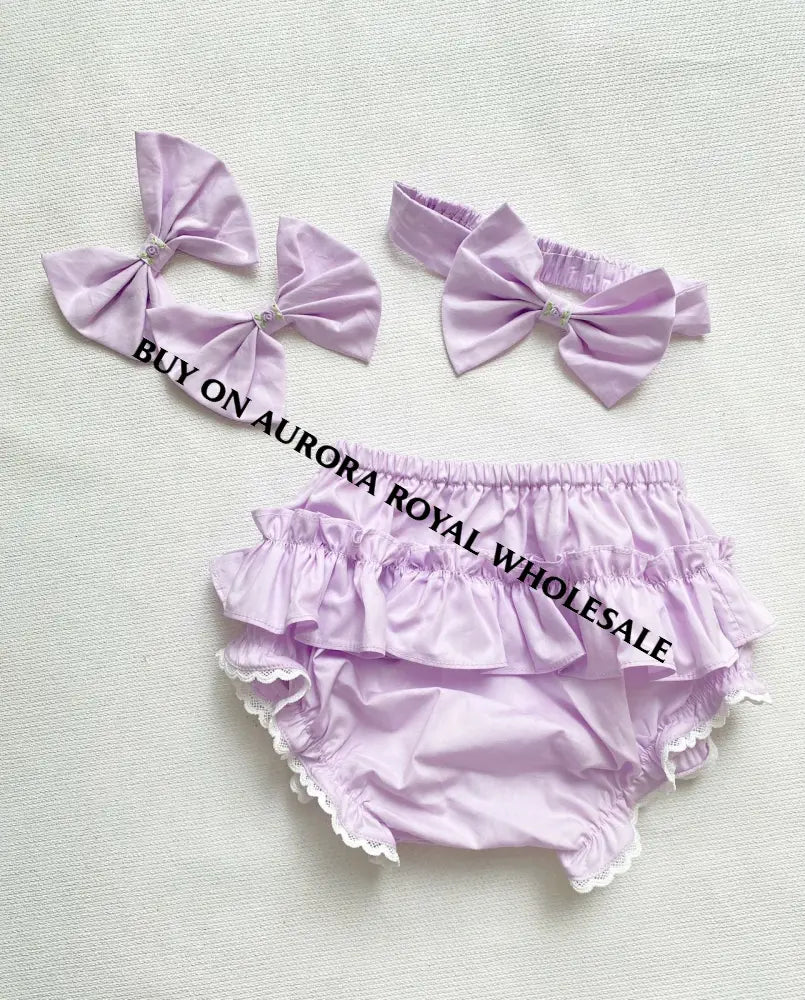 PRE-ORDER & GET IT NEXT WEEK‼️NEW PACK OF 6 SIZES 🤩DELPHINA LILAC💜HAND-SMOCKED🧵🪡👑DRESS PANTIES & HAIR BOWS🎀🎀