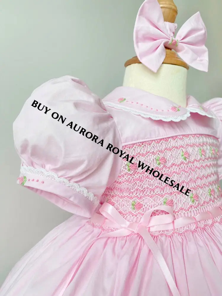 PRE-ORDER & GET IT NEXT WEEK‼️NEW😍PACK OF 6 SIZES DELPHINA PINK🌸HAND-SMOCKED🧵🪡👑DRESS PANTIES & HAIR ACCESSORIES🎀