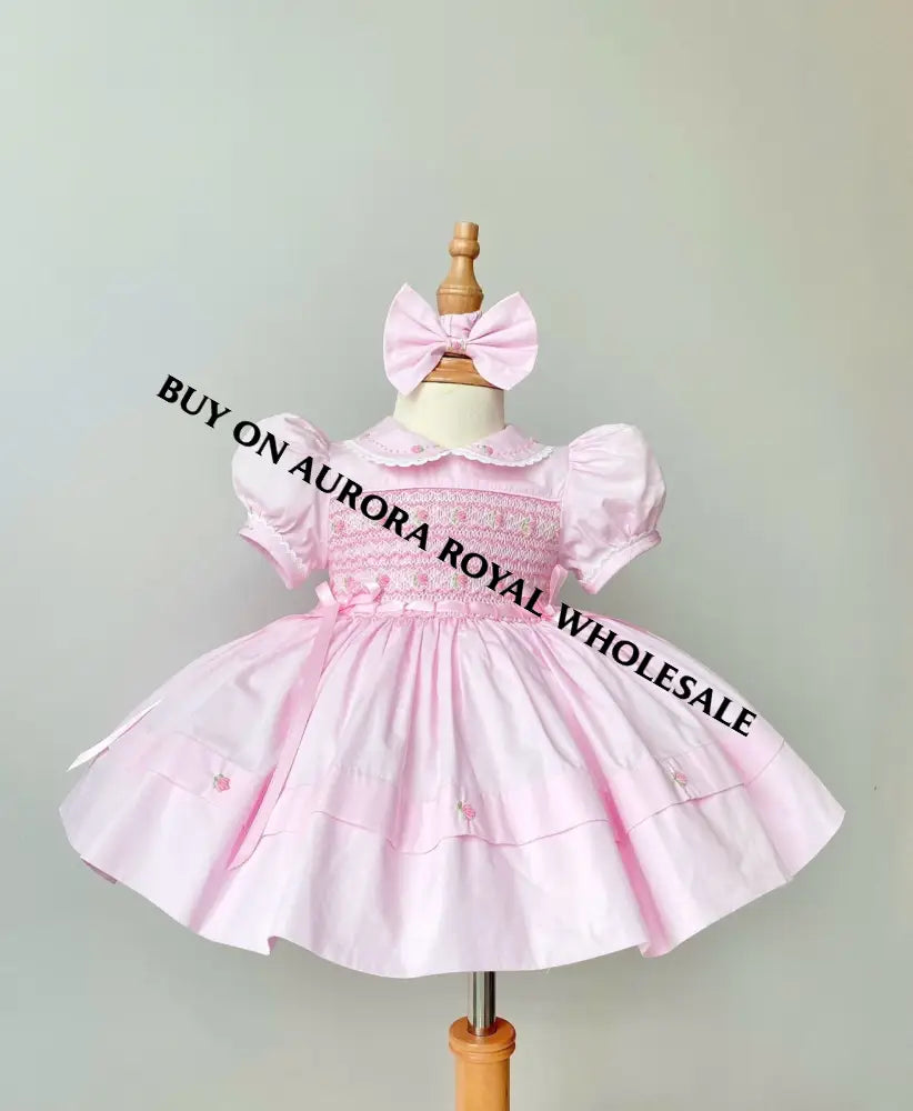 PRE-ORDER & GET IT NEXT WEEK‼️NEW😍PACK OF 6 SIZES DELPHINA PINK🌸HAND-SMOCKED🧵🪡👑DRESS PANTIES & HAIR ACCESSORIES🎀