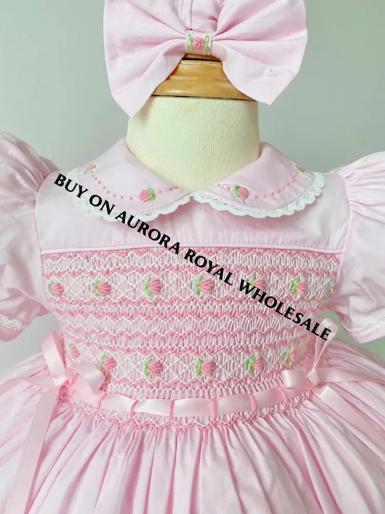 PRE-ORDER & GET IT NEXT WEEK‼️NEW😍PACK OF 6 SIZES DELPHINA PINK🌸HAND-SMOCKED🧵🪡👑DRESS PANTIES & HAIR ACCESSORIES🎀