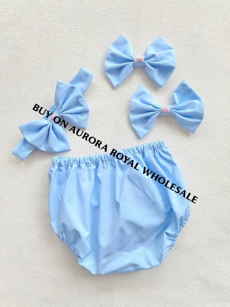 PRE-ORDER & GET IT NEXT WEEK‼️NEW SEASON🍁☀️KELLY PACK OF 6 SIZES SKY BLUE🩵HAND-SMOCKED🧵🪡DRESS & ACCESSORIES🎀 - DRESS