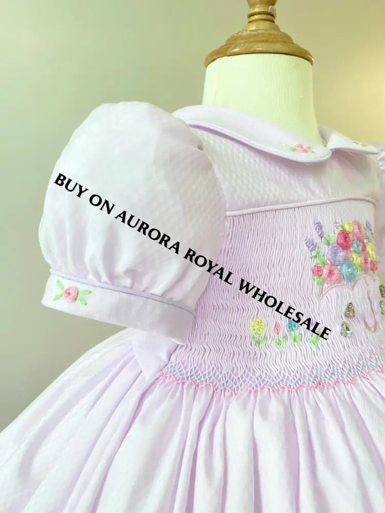 PRE-ORDER & GET IT NEXT WEEK‼️NEW SEASON🍁☔️PACK OF 5 SIZES GEMMA💎HAND-SMOCKED🧵🪡👑BABY LILAC💜DRESS & ACCESSORIES🎀 - DRESS