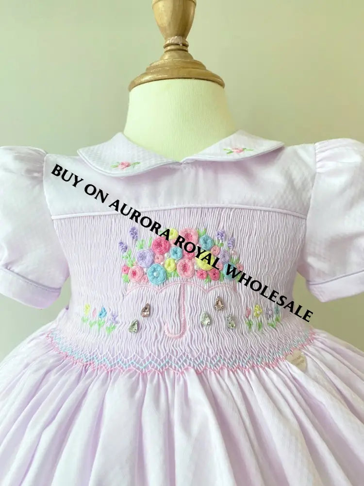 PRE-ORDER & GET IT NEXT WEEK‼️NEW SEASON🍁☔️PACK OF 5 SIZES GEMMA💎HAND-SMOCKED🧵🪡👑BABY LILAC💜DRESS & ACCESSORIES🎀 - DRESS