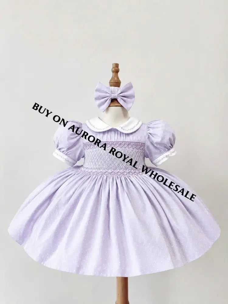 PRE-ORDER & GET IT NEXT WEEK‼️NEW SEASON🍁PACK OF 6 SIZES MARGOT LILAC💜HAND-SMOCKED🧵🪡DRESS PANTIES & HAIR ACCESSORIES🎀