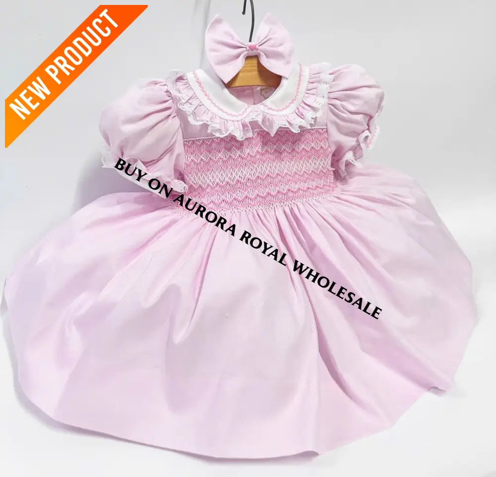 PRE-ORDER & GET IT NEXT WEEK‼️PACK OF 5 SIZES NEW👼ANNALISE PINK🌸HAND-SMOCKED🧵🪡DRESS & HAIR ACCESSORIES🎀 BABY/TODDLER
