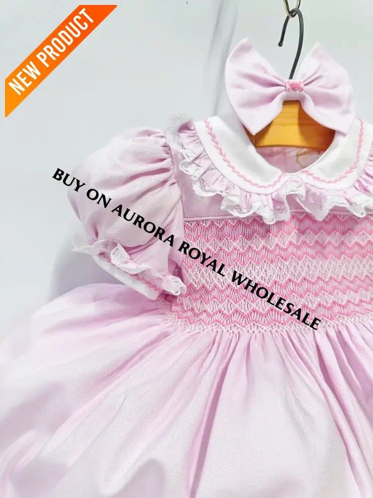 PRE-ORDER & GET IT NEXT WEEK‼️PACK OF 5 SIZES NEW👼ANNALISE PINK🌸HAND-SMOCKED🧵🪡DRESS & HAIR ACCESSORIES🎀 BABY/TODDLER