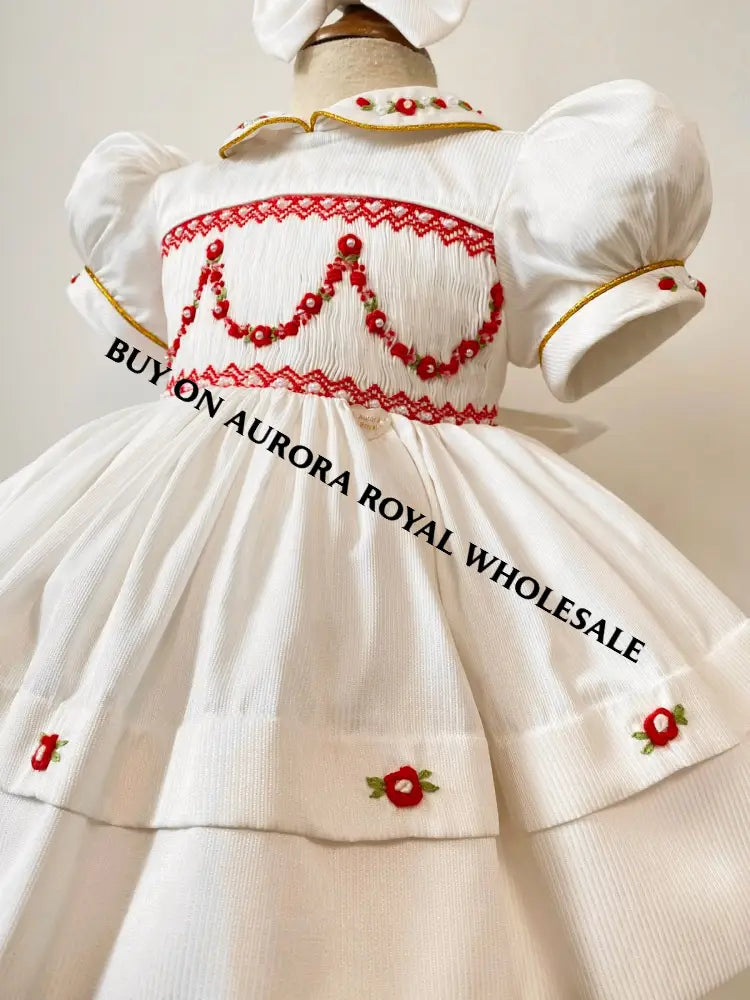 PRE-ORDER & GET IT NEXT WEEK‼️PACK OF 5 SIZES NEW❤️CASSANDRA BISCUIT🧁HAND-SMOCKED🧵🪡👑 DRESS & ACCESSORIES🎀👼 - DRESS