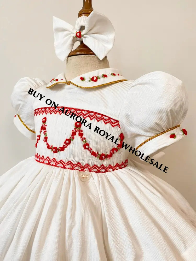 PRE-ORDER & GET IT NEXT WEEK‼️PACK OF 5 SIZES NEW❤️CASSANDRA BISCUIT🧁HAND-SMOCKED🧵🪡👑 DRESS & ACCESSORIES🎀👼 - DRESS
