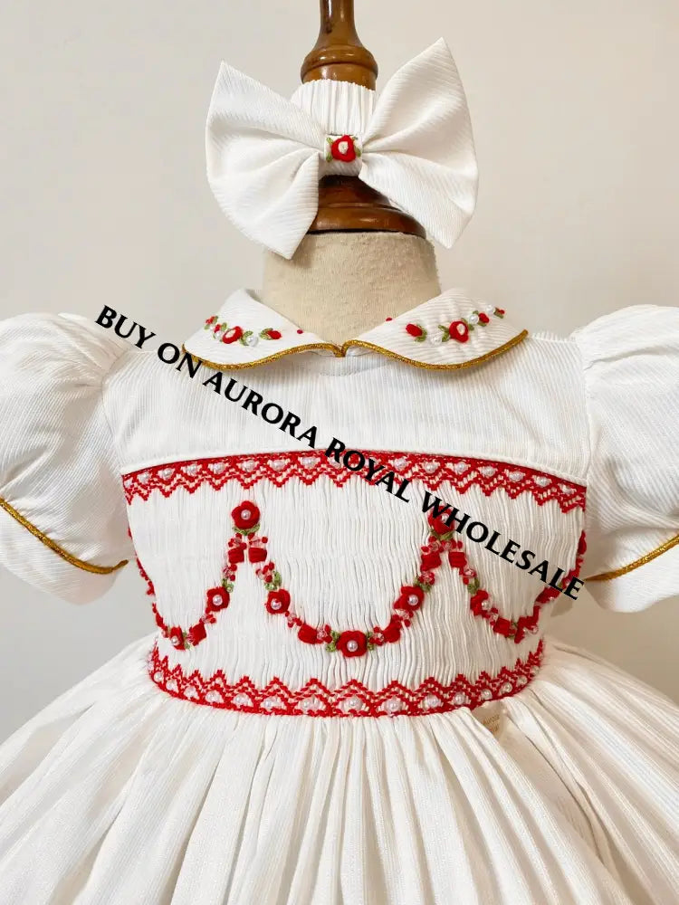 PRE-ORDER & GET IT NEXT WEEK‼️PACK OF 5 SIZES NEW❤️CASSANDRA BISCUIT🧁HAND-SMOCKED🧵🪡👑 DRESS & ACCESSORIES🎀👼 - DRESS