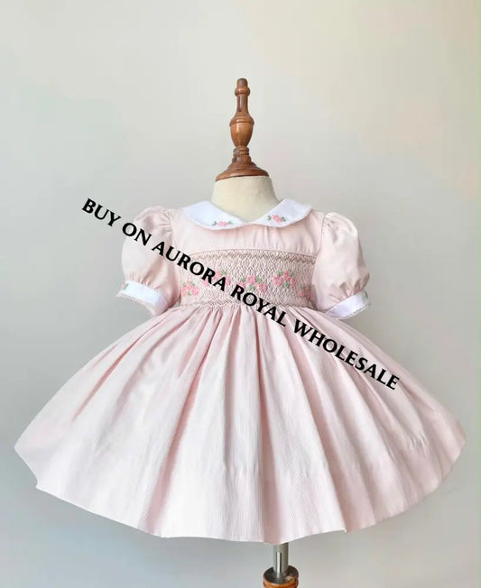 PRE-ORDER&GET IT NEXT WEEK‼️PACK OF 6 SIZES NEW😍DARLING CREAM🍦🍦HAND-SMOCKED🧵🪡👑DRESS & ACCESSORIES🎀 - BABY/TODDLER DRESS