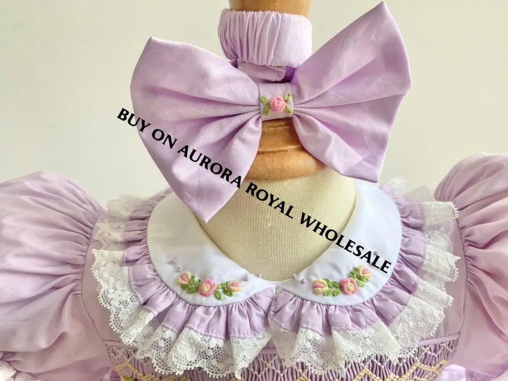 PRE-ORDER & GET NEXT WEEK! NEW! PACK OF 5 SIZES ANNALISE LILAC💜HAND-SMOCKED🧵🪡DRESS & HAIR ACCESSORIES🎀 BABY/TODDLER