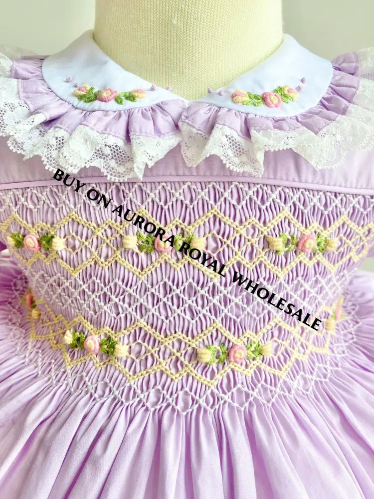 PRE-ORDER & GET NEXT WEEK! NEW! PACK OF 5 SIZES ANNALISE LILAC💜HAND-SMOCKED🧵🪡DRESS & HAIR ACCESSORIES🎀 BABY/TODDLER