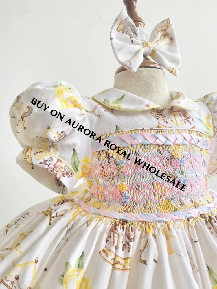 PRE-ORDER&GET NEXT WEEK! NEW PACK OF 5 SIZES 🤩EMILY LEMON☀️HAND-SMOCKED🧵🪡 DRESS PANTIES & HAIR ACCESSORIES🎀