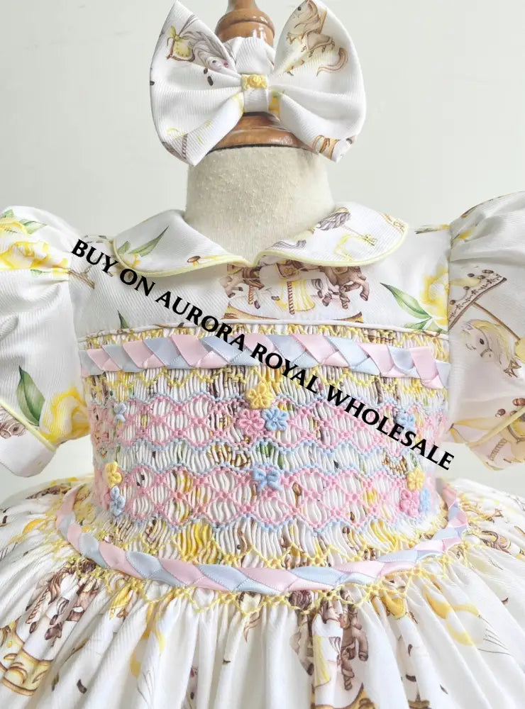 PRE-ORDER&GET NEXT WEEK! NEW PACK OF 5 SIZES 🤩EMILY LEMON☀️HAND-SMOCKED🧵🪡 DRESS PANTIES & HAIR ACCESSORIES🎀