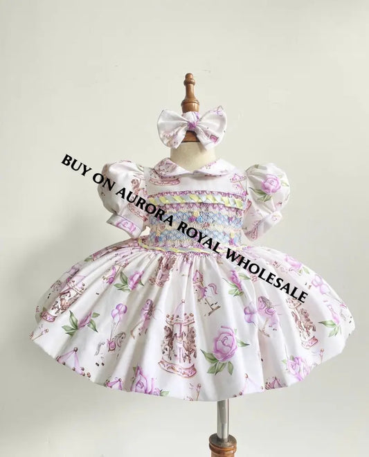 PRE-ORDER&GET NEXT WEEK‼️NEW PACK OF 5 SIZES 🤩EMILY LILAC💜 HAND-SMOCKED🧵🪡DRESS PANTIES & HAIR ACCESSORIES🎀