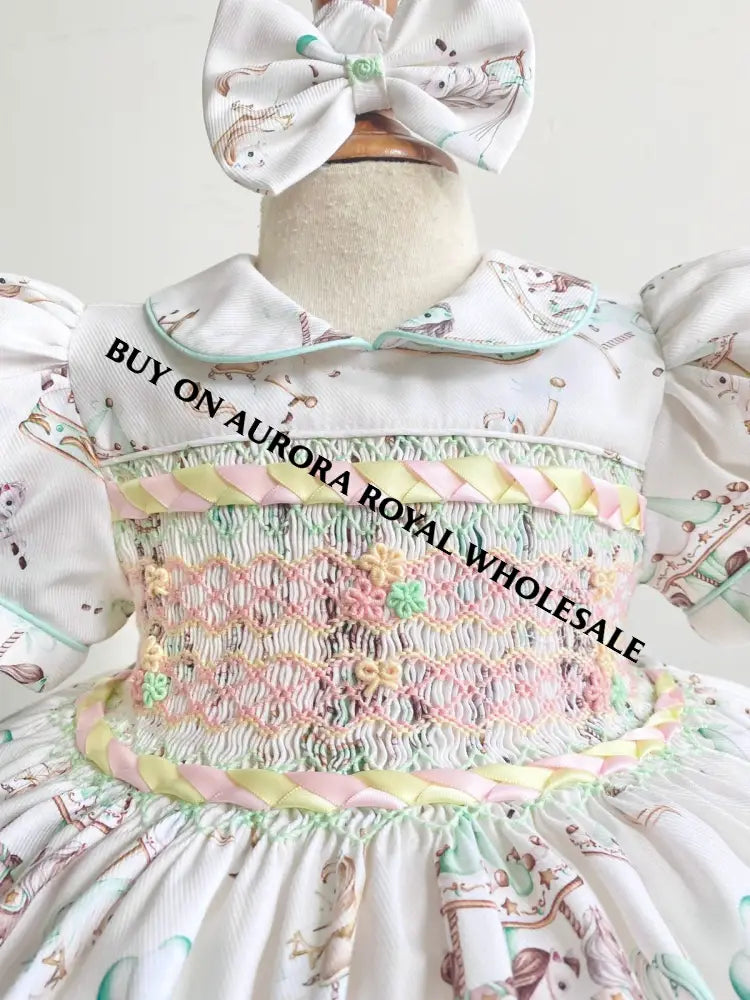 PRE-ORDER&GET NEXT WEEK‼️NEW PACK OF 5 SIZES 🤩EMILY MINT HAND-SMOCKED🧵🪡DRESS PANTIES & HAIR ACCESSORIES🎀 - BABY/TODDLER