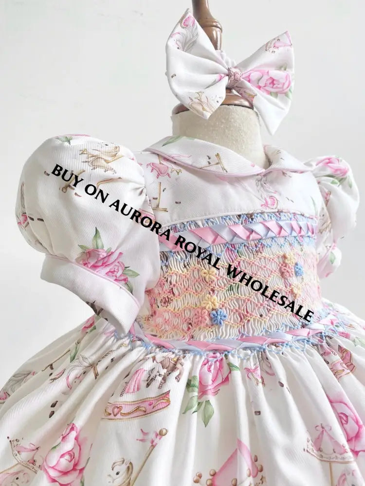 PRE-ORDER&GET NEXT WEEK‼️NEW PACK OF 5 SIZES 🤩EMILY PINK🌸HAND-SMOCKED🪡🧵DRESS PANTIES & HAIR ACCESSORIES🎀 - BABY/TODDLER
